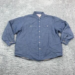 Wrangler Jacket Mens XL Blue Sherpa Lined Denim Button Front Western Workwear